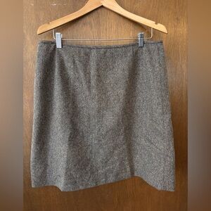 Classic Eddie Bauer Brown Tan Tweed A-Line Soft Wool Polyester Silk Skirt Sz 16